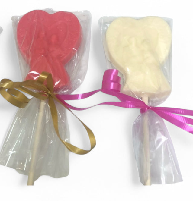 Piruletas blancas y rosas para bodas