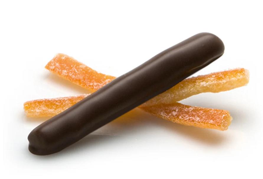 Cáscara de naranja confitada cubierta de chocolate lbs